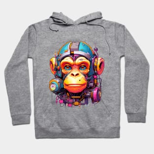 Cartoon monkey robot. T-Shirt, Sticker. Hoodie